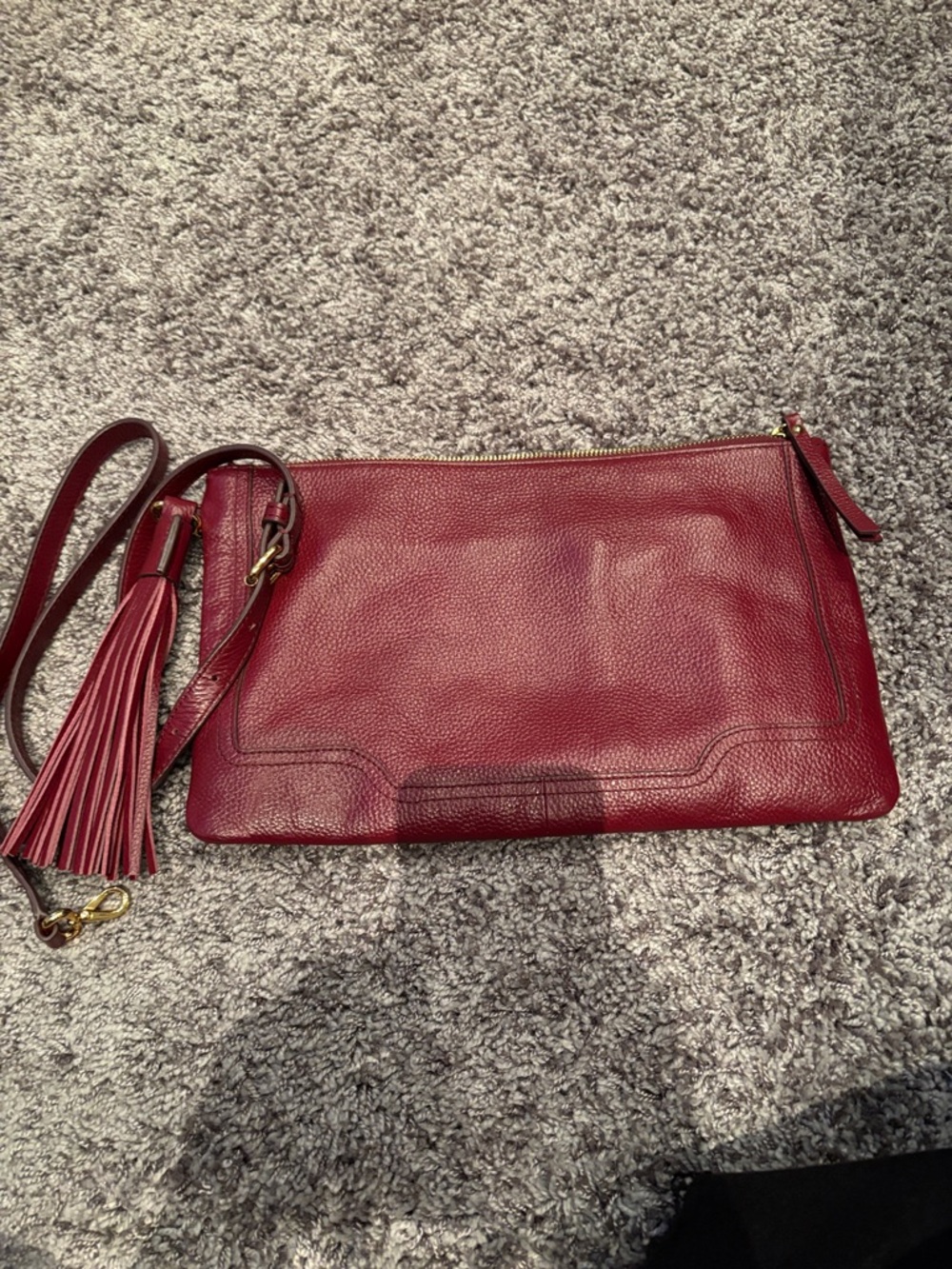 Banana Republic Wine Red Leather Crossbody with Tassel